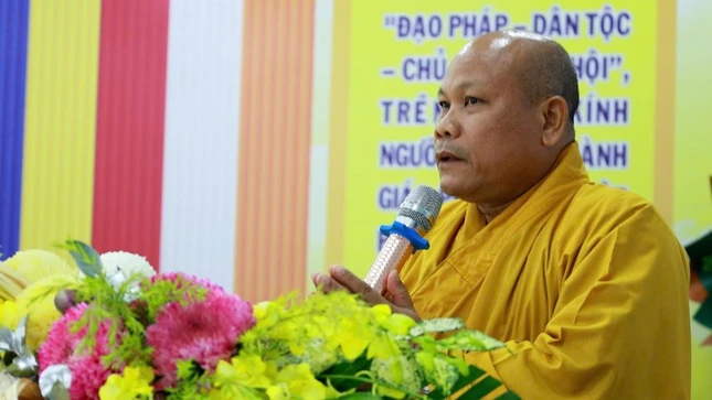 Đại đức Thích Thiện Thức phát biểu cảm tạ