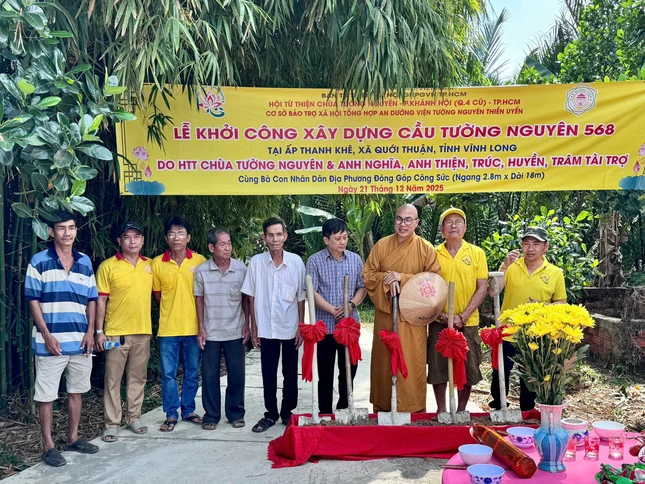 Chùa Tường Nguyên khởi công xây dựng cầu Tường Nguyên 568 tại tỉnh Vĩnh Long - Ảnh: T.N