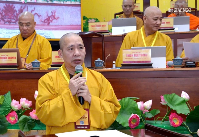 Thượng tọa Thích Thanh Tuấn trình bày Đề án Đại hội đại biểu Phật giáo toàn quốc lần X, nhiệm kỳ 2026-2031 của GHPGVN