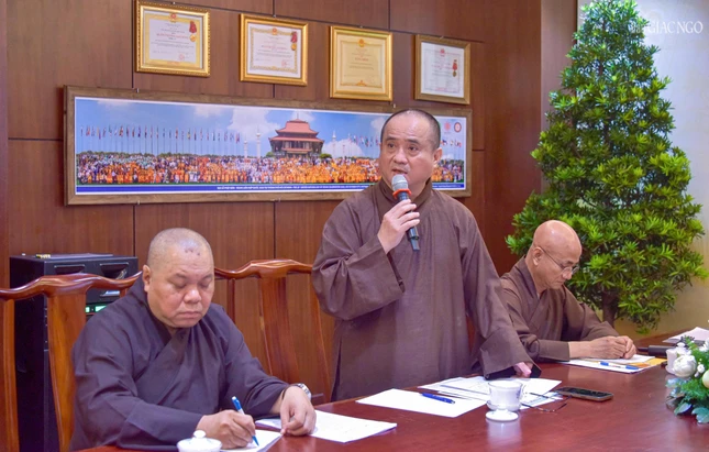 Thượng tọa Thích Tâm Hải thông tin về các hoạt động trong khuôn khổ đại hội