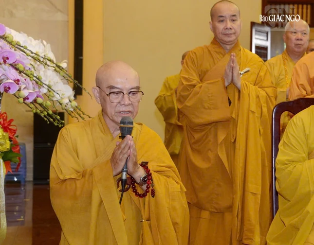 Hòa thượng Thích Nhựt Hỷ phát biểu cảm tạ