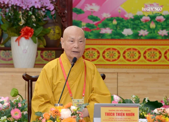 Trưởng lão Hòa thượng Thích Thiện Nhơn phát biểu đúc kết hội nghị