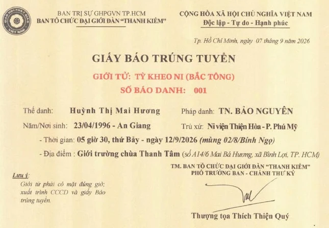 Giấy báo trúng tuyển của giới tử Giấy báo trúng tuyển của giới tử