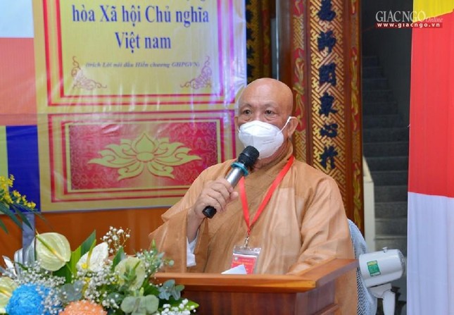 Thượng tọa Thích Thiện Từ phát biểu khai mạc đại hội