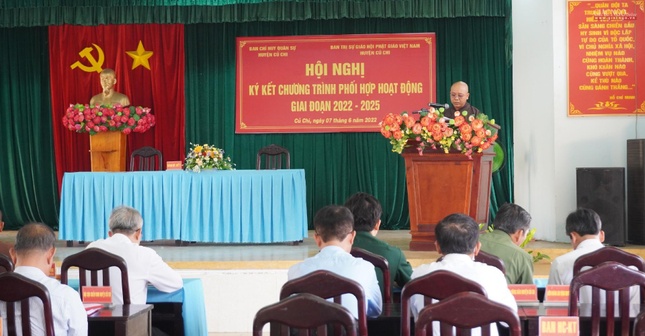 Đại đức Thích Phước Trí đại diện Phật giáo huyện Củ Chi phát biểu