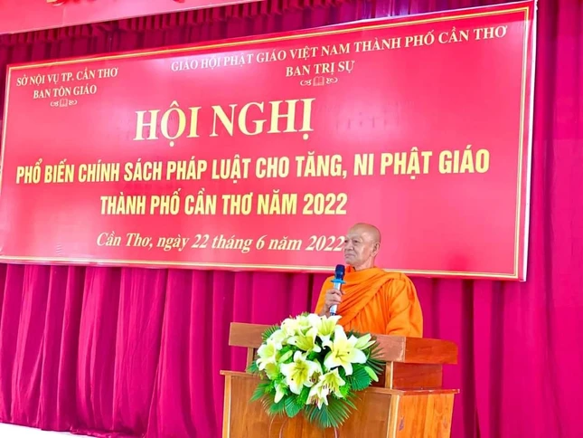 Hòa thượng Đào Như, Phó Chủ tịch Hội đồng Trị sự, Trưởng ban Trị sự GHPGVN TP.Cần Thơ phát biểu khai mạc