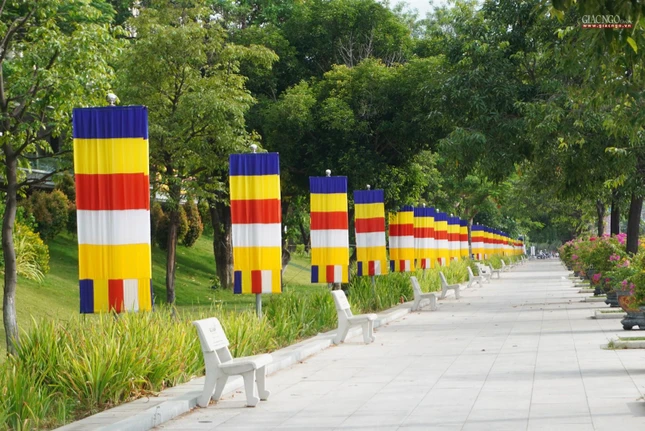Cờ treo rợp xung quanh nơi diễn ra đại hội