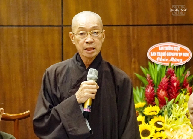 Hòa thượng Thích Hiển Đức, Trưởng ban Pháp chế GHPGVN TP.HCM phát biểu khai mạc