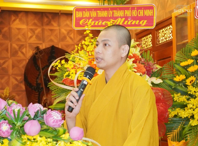 Đại đức Thích Minh Ân báo cáo tổng kết Phật sự năm 2022