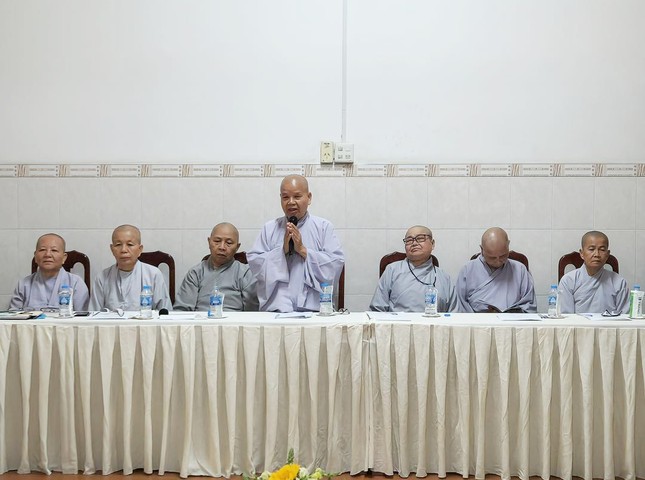 Ni sư Thích nữ Như Trí, trụ trì chùa Hội Đức thông tin về công tác tổ chức tại chùa