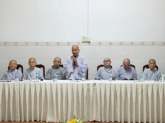 Ni sư Thích nữ Như Trí, trụ trì chùa Hội Đức thông tin về công tác tổ chức tại chùa