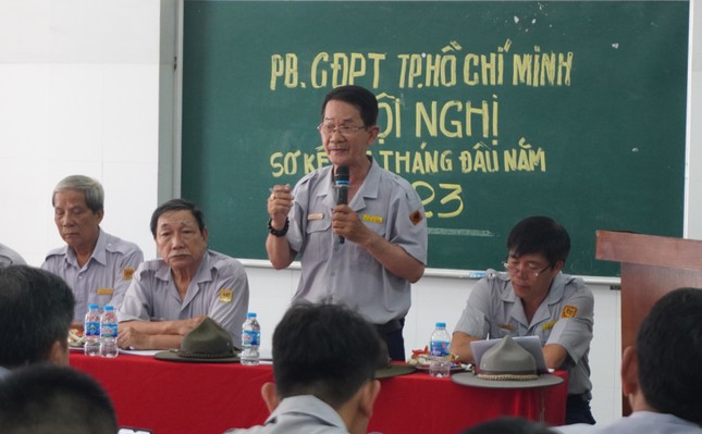 Huynh trưởng Minh Hạnh Huỳnh Văn Long, Phó Phân ban Gia đình Phật tử TP.HCM phát biểu