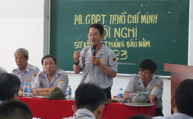 Huynh trưởng Minh Hạnh Huỳnh Văn Long, Phó Phân ban Gia đình Phật tử TP.HCM phát biểu