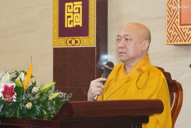 Thượng tọa Thích Nguyên Hạnh, Phó ban Hoằng pháp GHPGVN TP.HCM pháp thoại với chủ đề "Hạnh phúc chân thật từ sự tri ân"