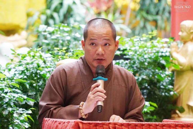 Đại đức Thích Quang Hải, Trưởng phòng Giáo dục Hướng nghiệp Cơ sở từ thiện xã hội Phật giáo chùa Kỳ Quang II phát biểu