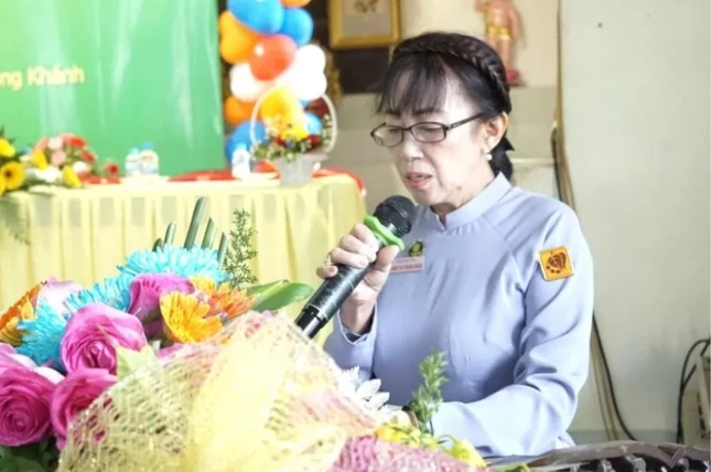 Huynh trưởng cấp Tấn Nguyên Tâm Phạm Thị Thanh Hằng phát biểu tại buổi lễ