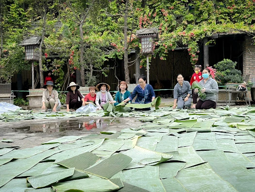 Các Phật tử phơi lá