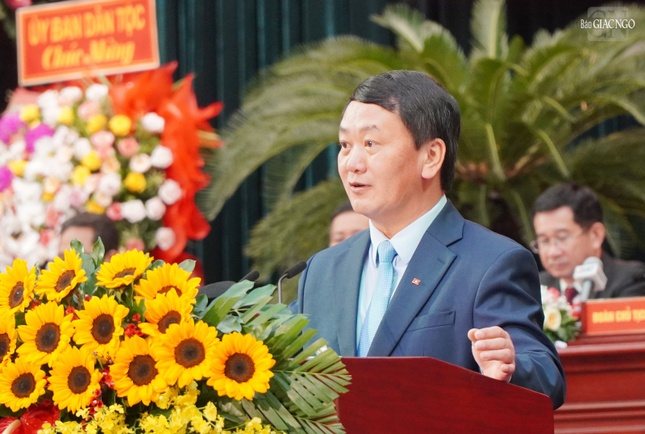 Ông Hầu A Lềnh, Ủy viên Trung ương Đảng, Bộ trưởng, Chủ nhiệm Ủy ban Dân tộc phát biểu chỉ đạo