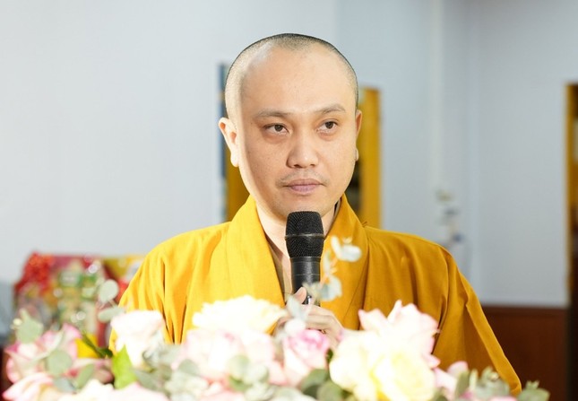 Đại đức Thích Minh Tuấn, Trưởng ban Trị sự GHPGVN H.Tam Bình phát biểu khai mạc Đại đức Thích Minh Tuấn, Trưởng ban Trị sự GHPGVN H.Tam Bình phát biểu khai mạc