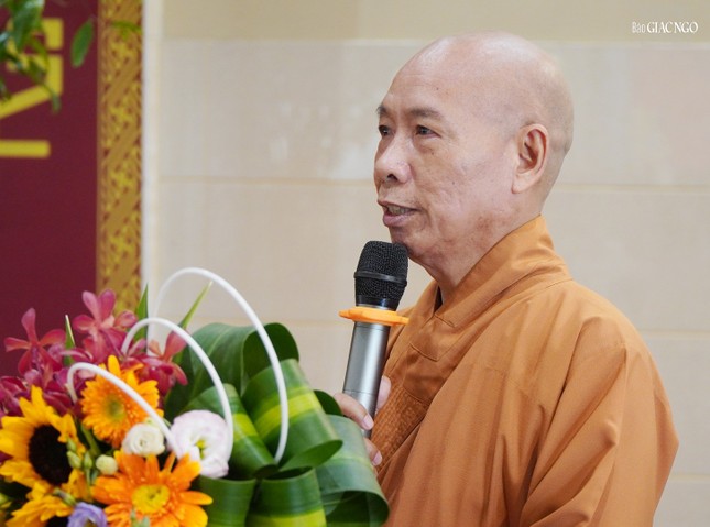 Hòa thượng Thích Huệ Minh, Trưởng ban Trị sự GHPGVN H.Bình Chánh phát biểu