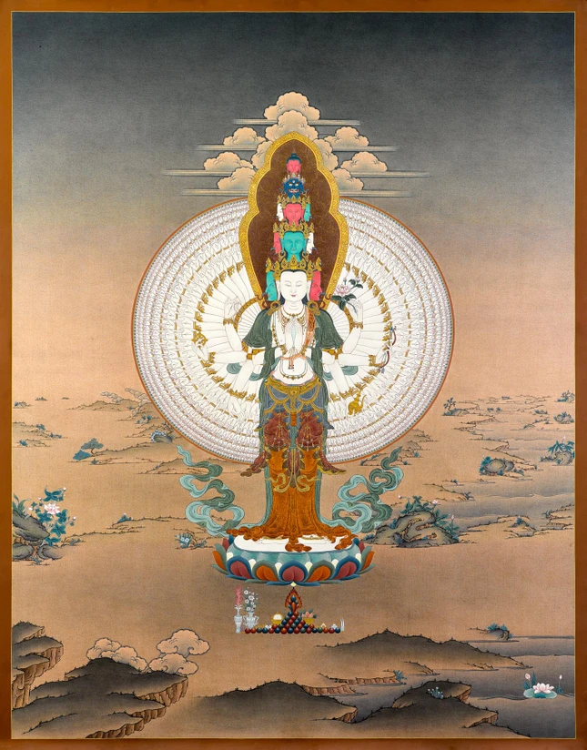 Quan Âm nghìn tay nghìn mắt, tranh Thangka Tây Tạng