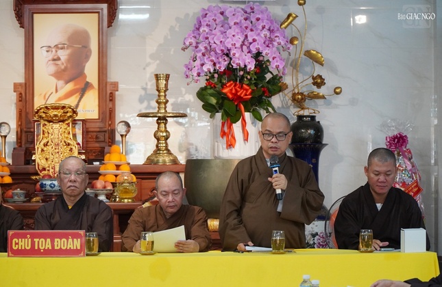 Đại đức Thích Thiện Châu, Phó Thường trực Ban Trị sự GHPGVN Q.3 triển khai mục đích của Lễ kỷ niệm 40 năm thành lập GHPGVN Q.3