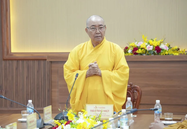 Hòa thượng Thích Minh Nhật, Trưởng ban Trị sự GHPGVN tỉnh Lâm Đồng chủ trì buổi làm việc Hòa thượng Thích Minh Nhật, Trưởng ban Trị sự GHPGVN tỉnh Lâm Đồng chủ trì buổi làm việc