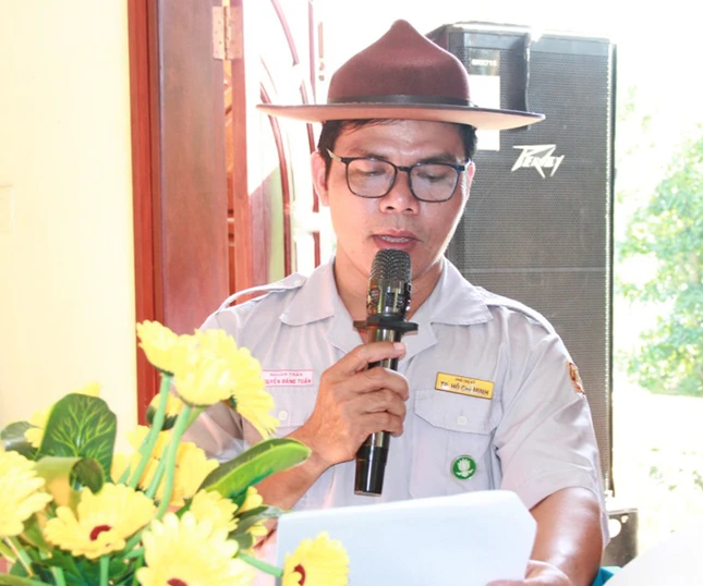 Huynh trưởng Nhuận Trân báo cáo tổng kết Phật sự năm 2025