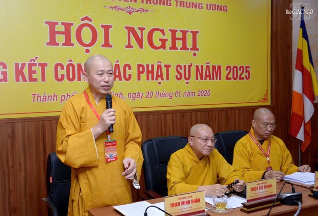 Thượng tọa Thích Minh Nhẫn cảm tạ kết thúc Hội nghị tổng kết công tác Phật sự của Ban Thông tin - Truyền thông T.Ư năm 2025