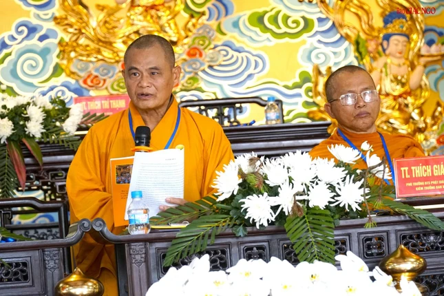 Thượng tọa Thích Quang Phúc, Phó ban kiêm Chánh Thư ký Ban Trị sự phát biểu