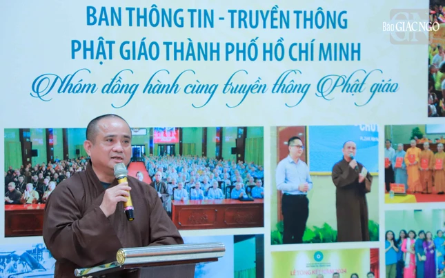 Thượng tọa Thích Tâm Hải, Trưởng ban Thông tin - Truyền thông GHPGVN TP.HCM phát biểu