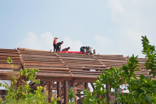 Thượng lương, an vị long cốt ngôi Tam bảo chùa An Lạc