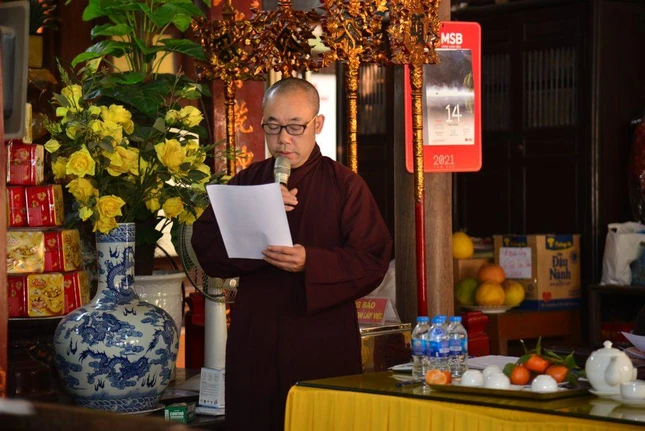 Đại đức Thích Bản Điền báo cáo tổng kết công tác Phật sự năm 2020 và phương hướng hoạt động năm 2021