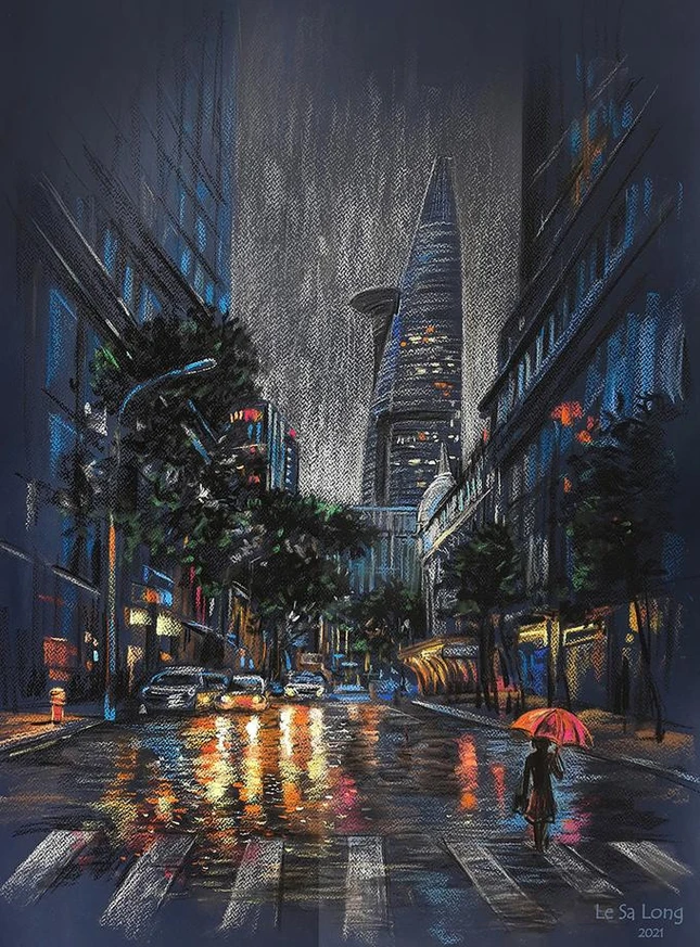 Khu phố sầm uất ở quận 1, TP.HCM chỉ còn vài ánh đèn dưới cơn mưa đêm - Ảnh: Lê Sa Long Khu phố sầm uất ở quận 1, TP.HCM chỉ còn vài ánh đèn dưới cơn mưa đêm - Ảnh: Lê Sa Long