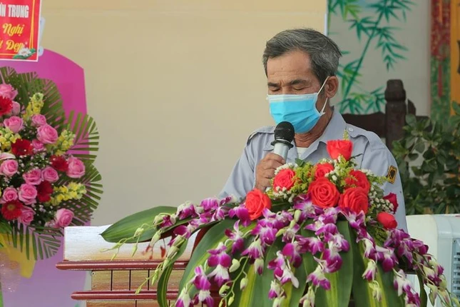 Huynh trưởng Nguyễn Xuân (Đồng Phong), Phó ban Hướng dẫn Phân ban Gia đình Phật tử huyện báo cáo tổng kết