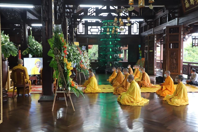 Chư tôn đức theo dõi truyền hình trực tiếp