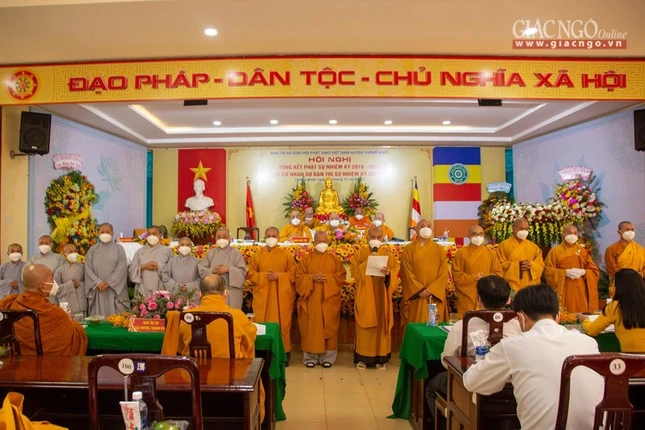 Tân Ban Trị sự Phật giáo huyện Thống Nhất nhiệm kỳ 2021-2026 ra mắt hội nghị và phát biểu nhận nhiệm vụ