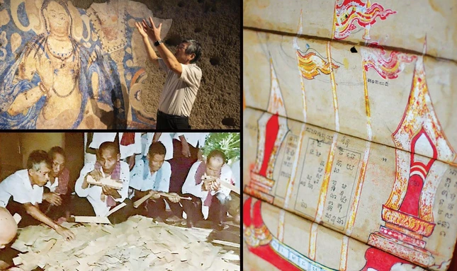 Nỗ lực của các chuyên gia trong việc khôi phục những bản kinh cổ từ thư viện wat Phum Thmei