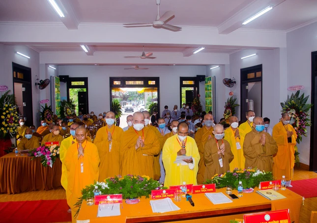 Tân Ban Trị sự Phật giáo huyện Cam Lâm nhiệm kỳ 2021-2026 ra mắt và phát biểu nhận nhiệm vụ tại đại hội