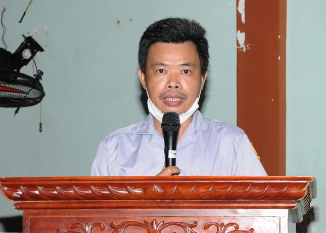 Huynh trưởng Huỳnh Ngọc Phước báo cáo tổng kết các hoạt động Phật sự năm 2021