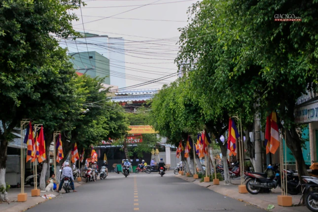 Ban Tổ chức thiết trí cờ trên các tuyến đường chào mừng đại biểu về tham dự đại hội