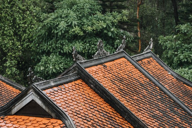 Rừng thiền có kiến trúc giản dị, vật liệu xây dựng chủ yếu là gỗ, ngói vảy cá - mang dáng dấp hồn Huế và hồn Việt...