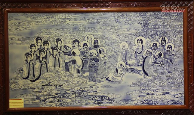 Tranh sứ Phật thuyết kinh Kim cang được chuyển từ mộc bản của Thiền sư Thạch Liêm