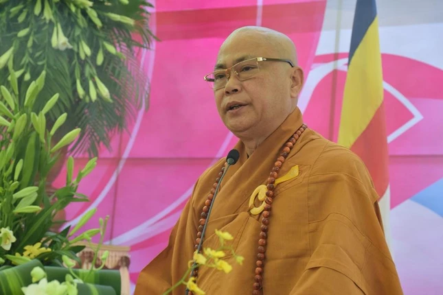 Thượng tọa Thích Quảng Thiện tuyên đọc Diễn văn Phật đản Phật lịch 2566 của Hòa thượng Chủ tịch Hội đồng Trị sự GHPGVN