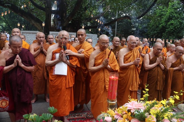 Dâng hương trước bảo tháp