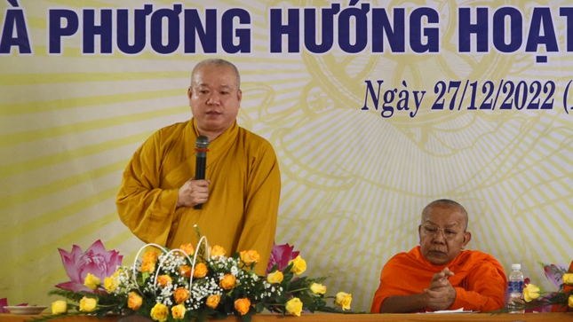 Thượng tọa Thích Tâm Khiết phát biểu chỉ đạo