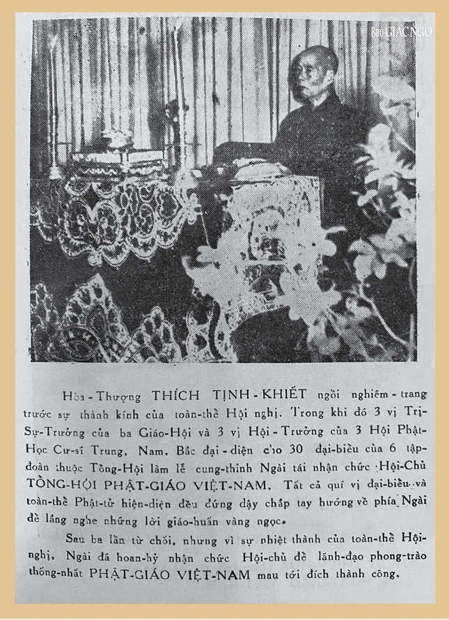 Hình ảnh Đại lão Hòa thượng Thích Tịnh Khiết trong lễ tái suy tôn Hội chủ trong Đại hội Phật giáo Việt Nam kỳ III năm 1957 - Ảnh: Tư liệu Thư viện Huệ Quang Hình ảnh Đại lão Hòa thượng Thích Tịnh Khiết trong lễ tái suy tôn Hội chủ trong Đại hội Phật giáo Việt Nam kỳ III năm 1957 - Ảnh: Tư liệu Thư viện Huệ Quang