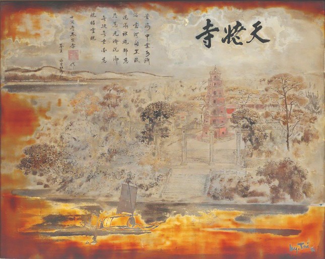 "Chùa Thiên Mụ", sơn mài, Nguyễn Gia Trí (1908-1993)