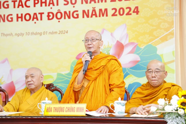 Hòa thượng Minh Giác phát biểu chỉ đạo