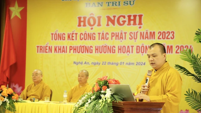 Đại đức Thích Minh Hải, Chánh Văn phòng Ban Trị sự GHPGVN tỉnh thông qua Nghị quyết hội nghị